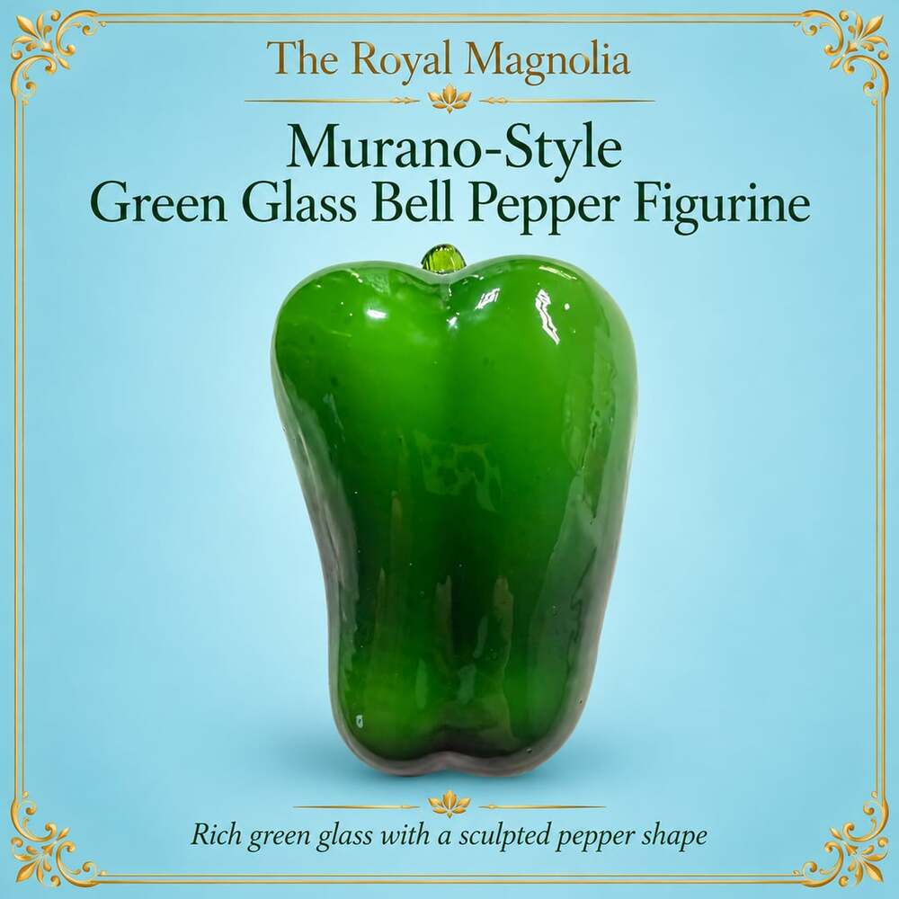 Murano-Style Green Glass Bell Pepper Figurine